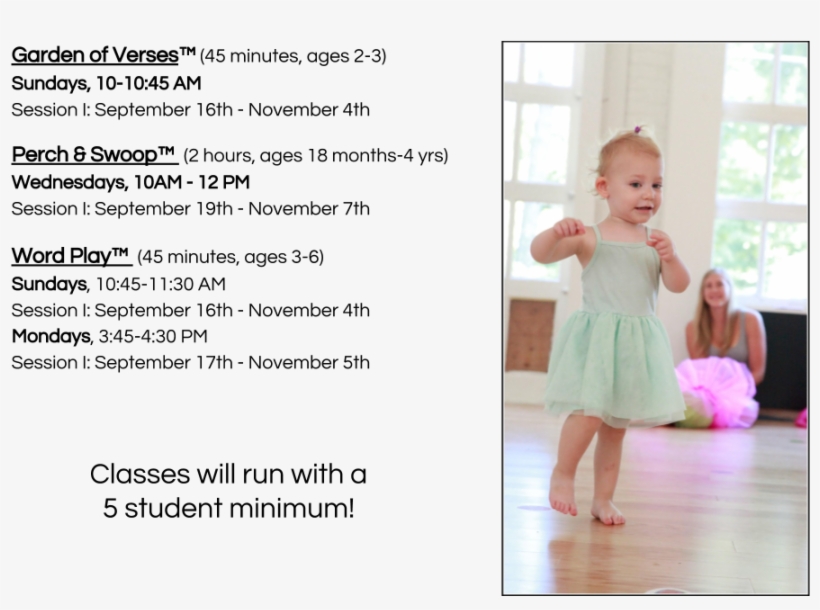 Creative Movement Schedule-fall 2018 - Portable Network Graphics, transparent png #1997440