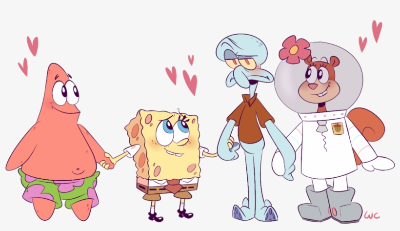 Spongebob And Patrick And Squidward And Sandy Spongebob - Sandy Cheeks Spongebob And Squidward, transparent png #1997624