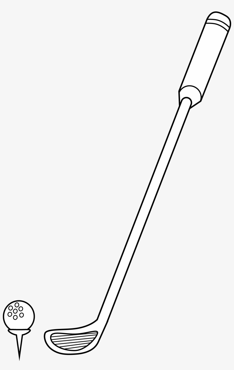 Golf Club And Ball Coloring Page - Line Art, transparent png #1998381