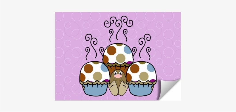 Cute Monster With Blue And Brown Polkadot Cupcakes - Cartoon, transparent png #1999536