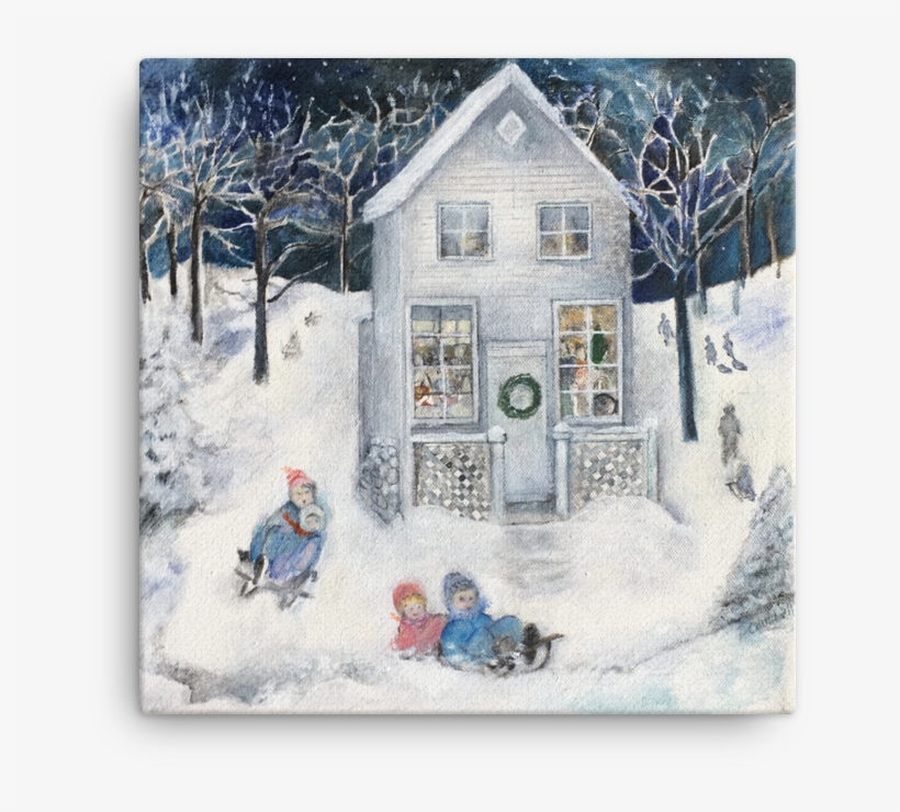 Sledding At Christmas In The 1950's Canvas Print - Picture Frame, transparent png #1999819