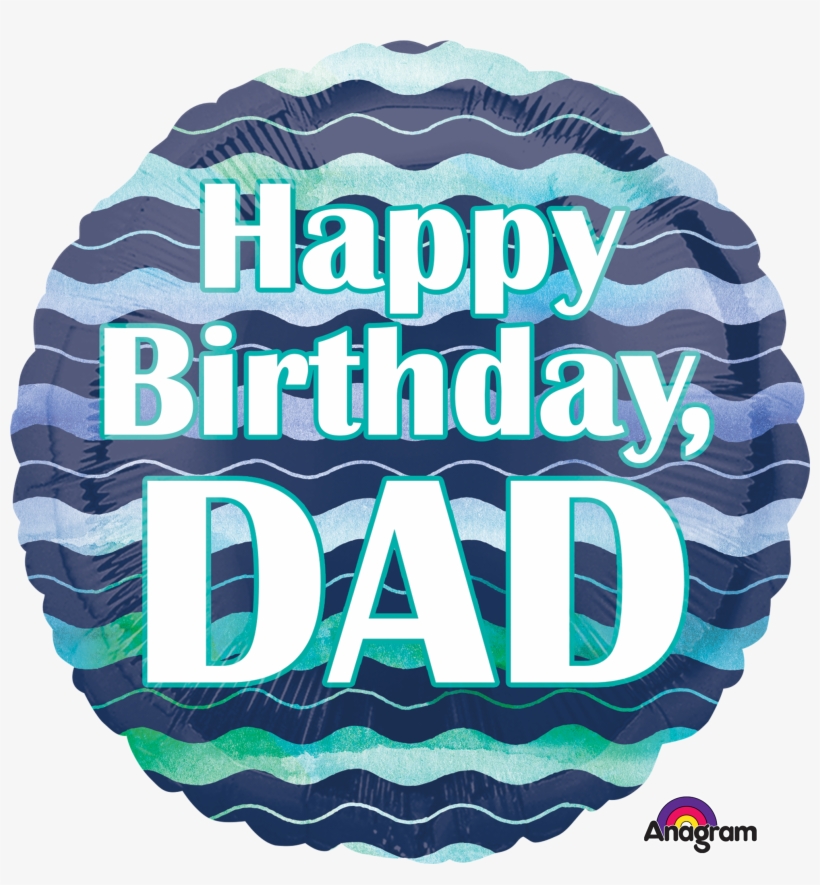 18" Watercolor Waves Hbd Dad Foil Balloon - Lighthouse Flower Shop, transparent png #20716