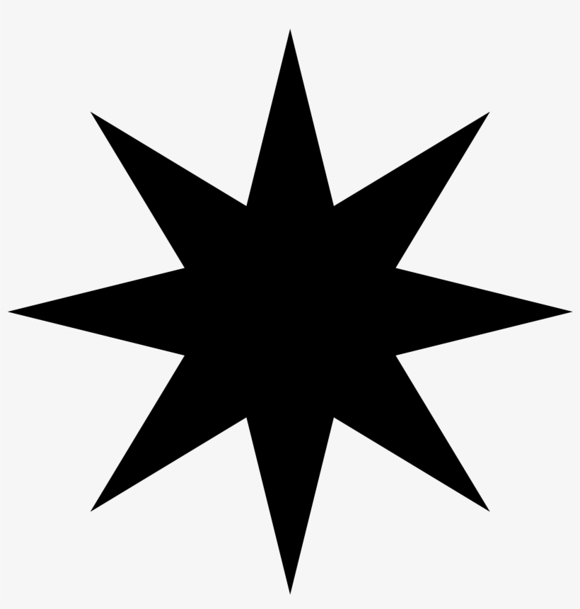 Open - Black 8 Point Star, transparent png #21206