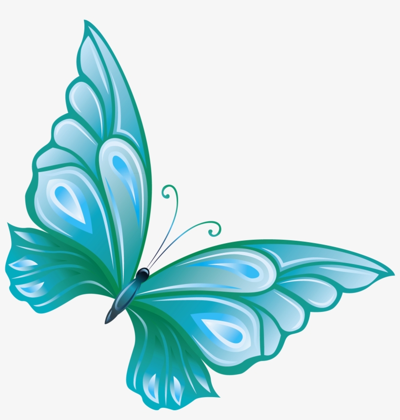 Light Blue Butterfly Panda - Butterfly Clipart No Background, transparent png #21697