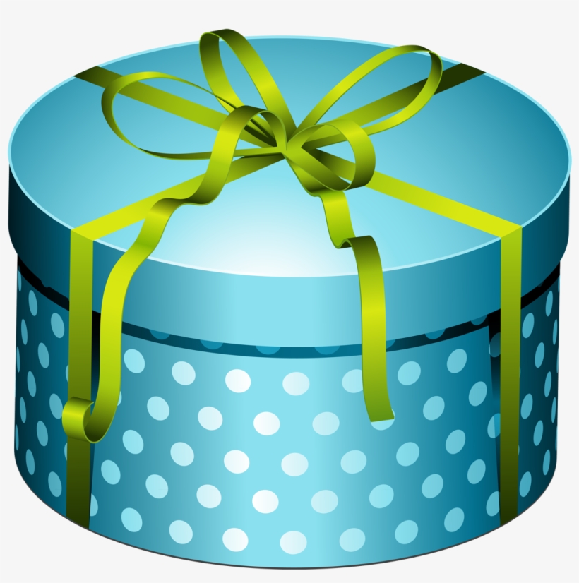Blue Round Present Box With Bow Png Clipart - Vector Gift, transparent png #22075