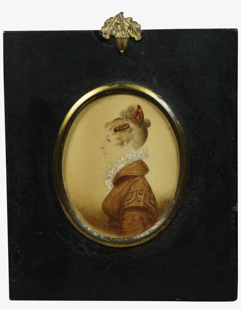 Antique Watercolor Portrait Miniature Regency Lady - Comb, transparent png #22189