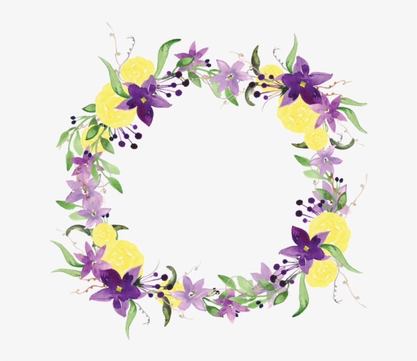 Royalty Free Stock Burlap Vector Floral - Purple And Yellow Flowers Border, transparent png #22226