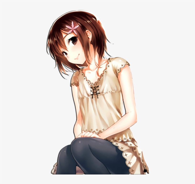 Anime Girl With Brown Hair Png - Short Brown Haired Anime Girl, transparent png #22477