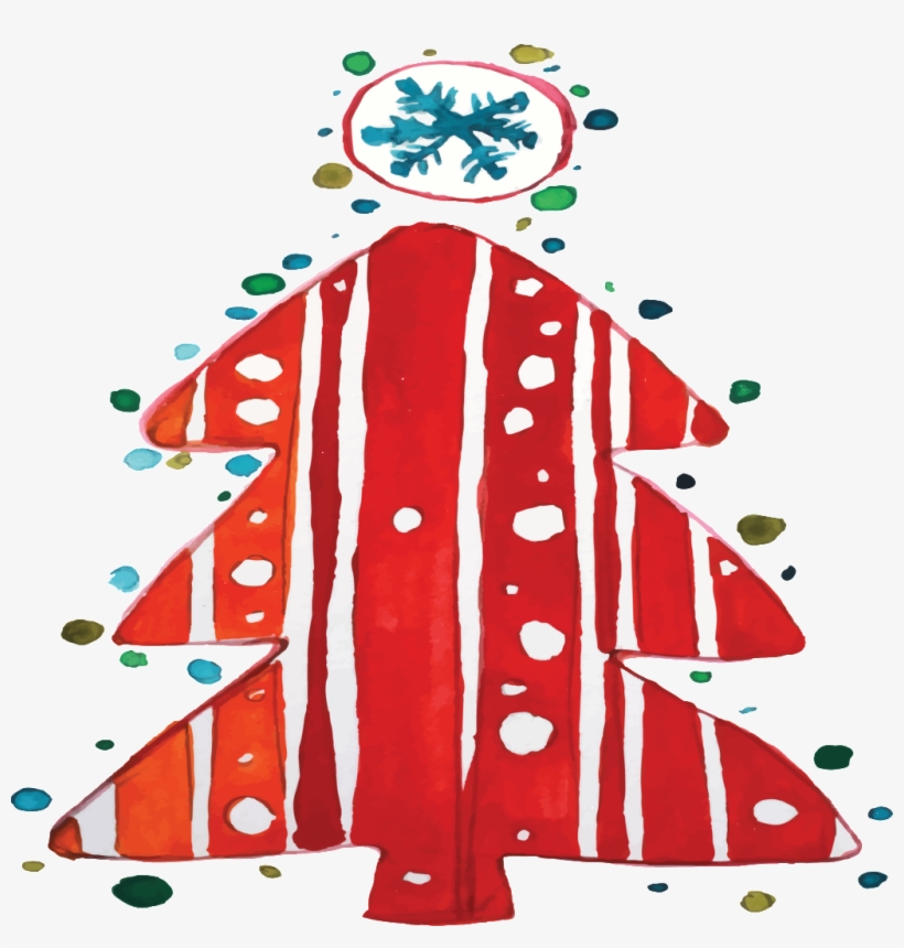 Hand-painted Watercolor Red Christmas Tree Transparent - Illustration, transparent png #23116