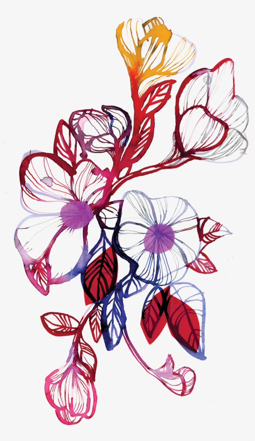 Floral Flourish - Watercolour Flowers Tattoo Sketch, transparent png #23481