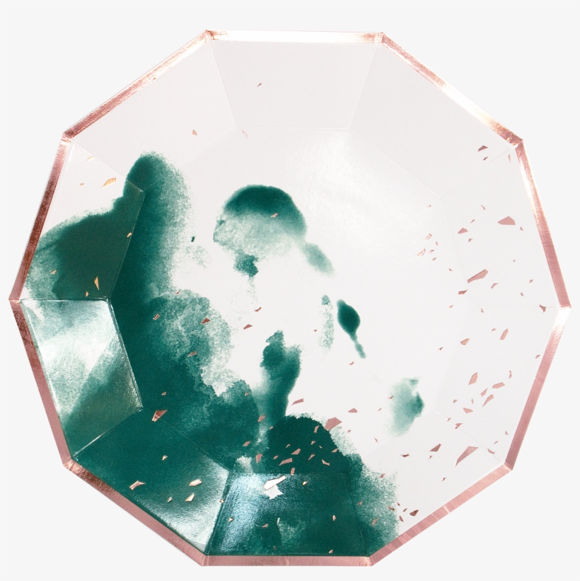 Manhattan Dark Green Watercolor Large Paper Plates - Decagon Paper Plate, transparent png #25164