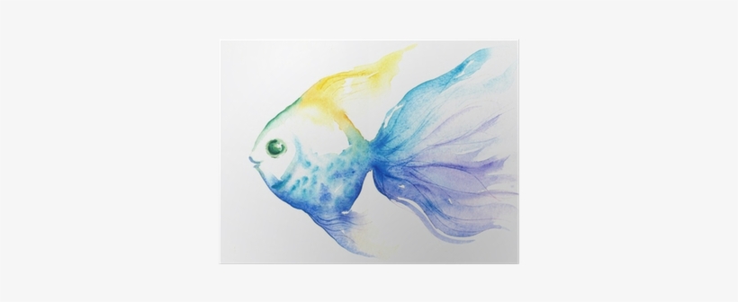 Designart 'lovely Blue Fish Watercolor' Animal Metal, transparent png #25233