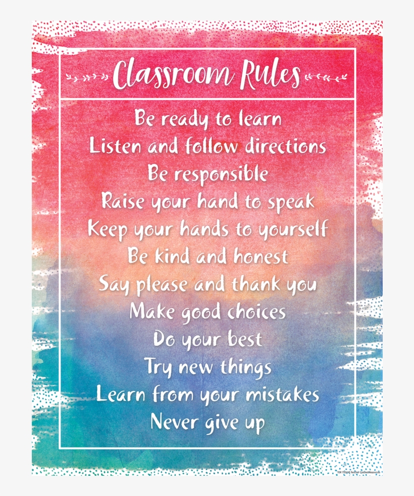 Tcr7554 Watercolor Classroom Rules Chart Image - Classroom Rules Chart, transparent png #25540