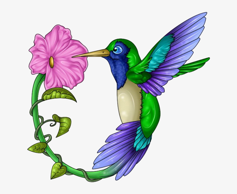 Hummingbird Tattoos Free Download Png - Hummingbird With Flower Clip Art, transparent png #25954
