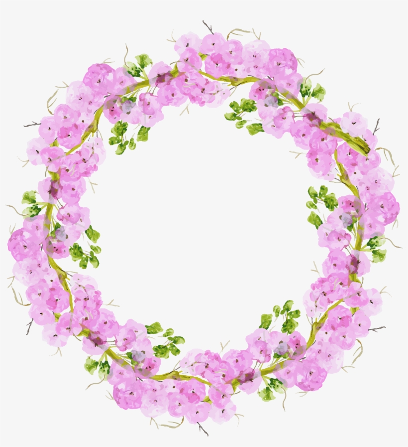 Jpg Royalty Free Design Pink Watercolor Painting Transprent - Цветочный Венок Png, transparent png #26062