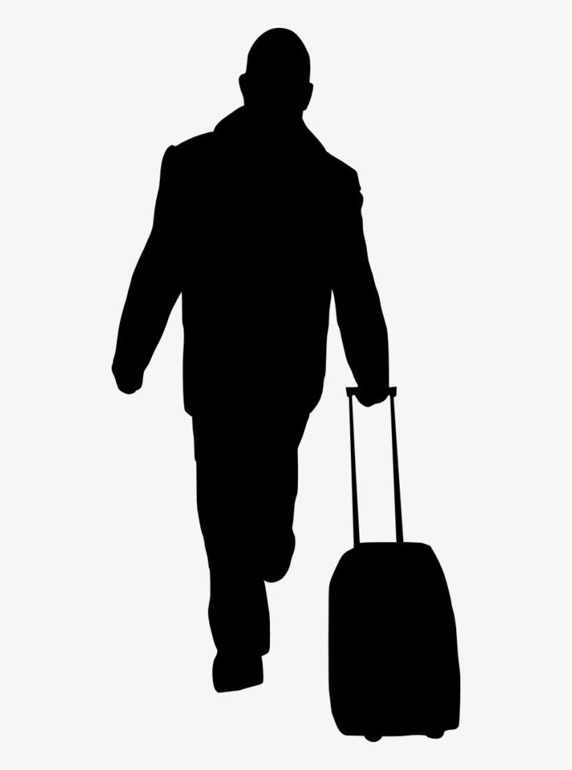 Free Download - Silhouette People With Suitcase Png, transparent png #26413