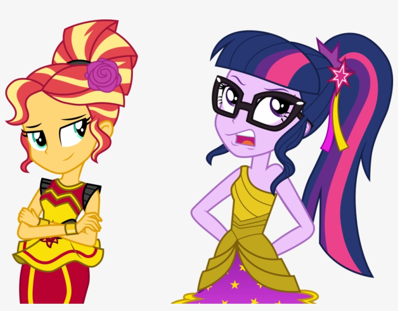 Sunset And Twilight Sparkle By Cloudyglow On - Sunset Shimmer And Twilight, transparent png #27072