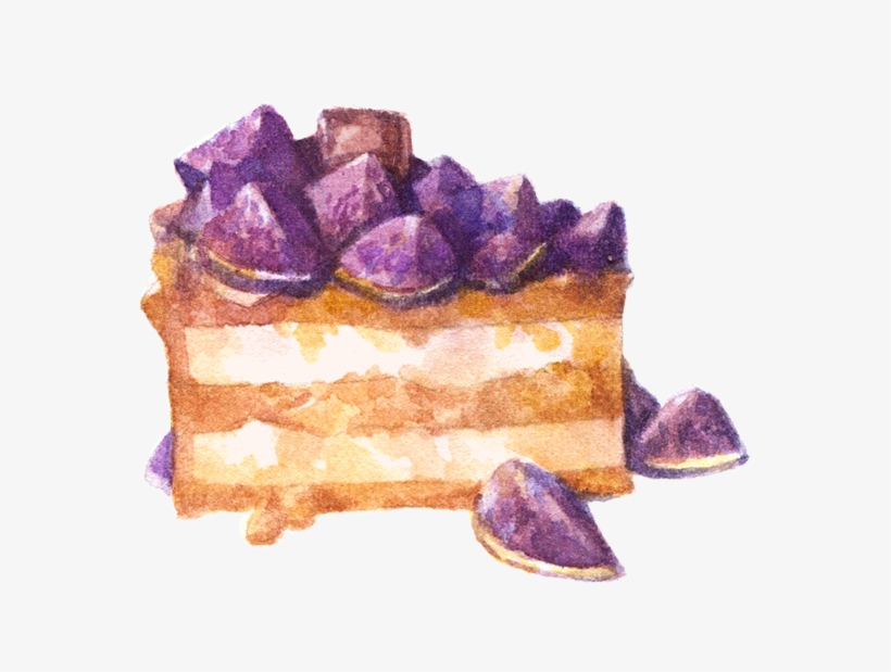 Fig Cake Food Illustration - Watercolor Stickers Printables, transparent png #27136