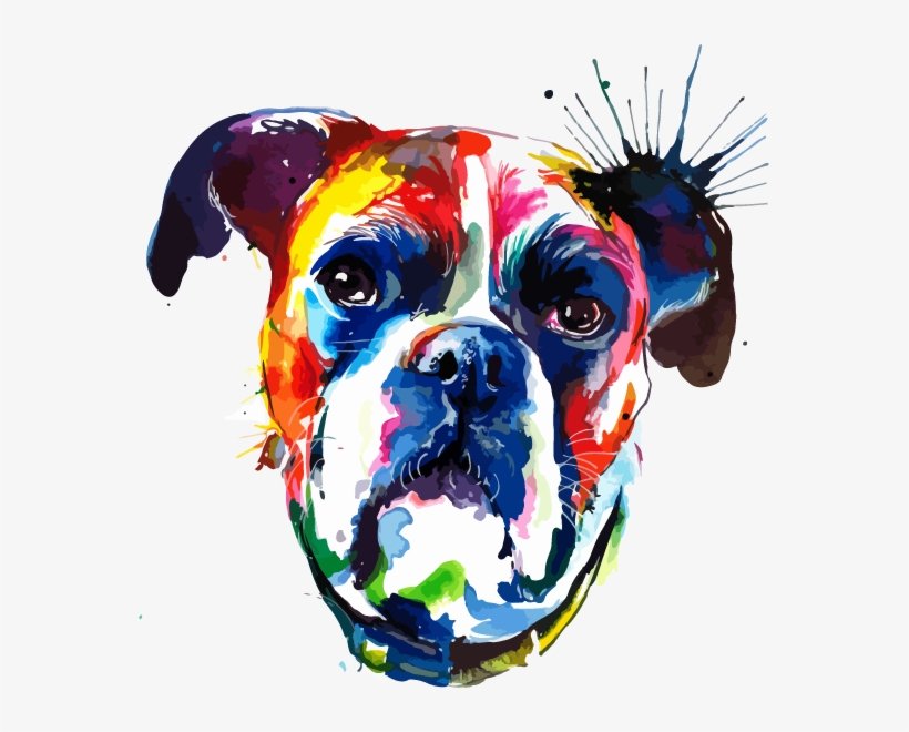 Watercolor Dog Printed Transfers - Boxer Canvas Artwork Print By Weekday Best, transparent png #27669
