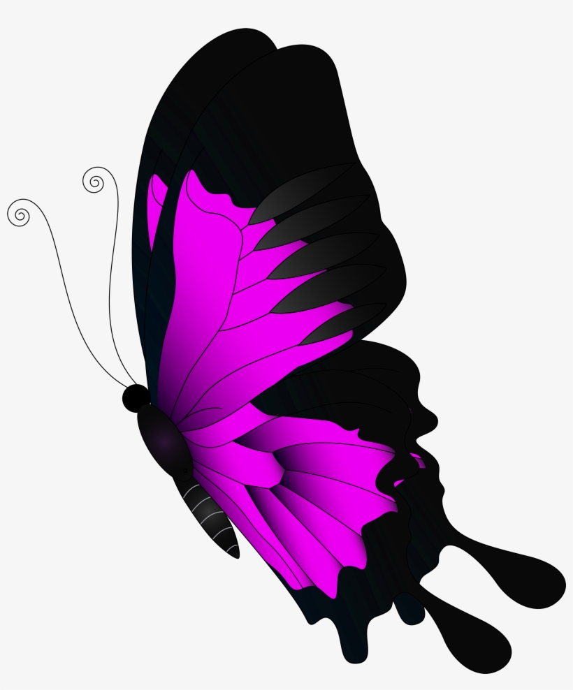 Pink Flying Butterfly Png Clip Art - Flying Butterfly Clipart Png, transparent png #27738
