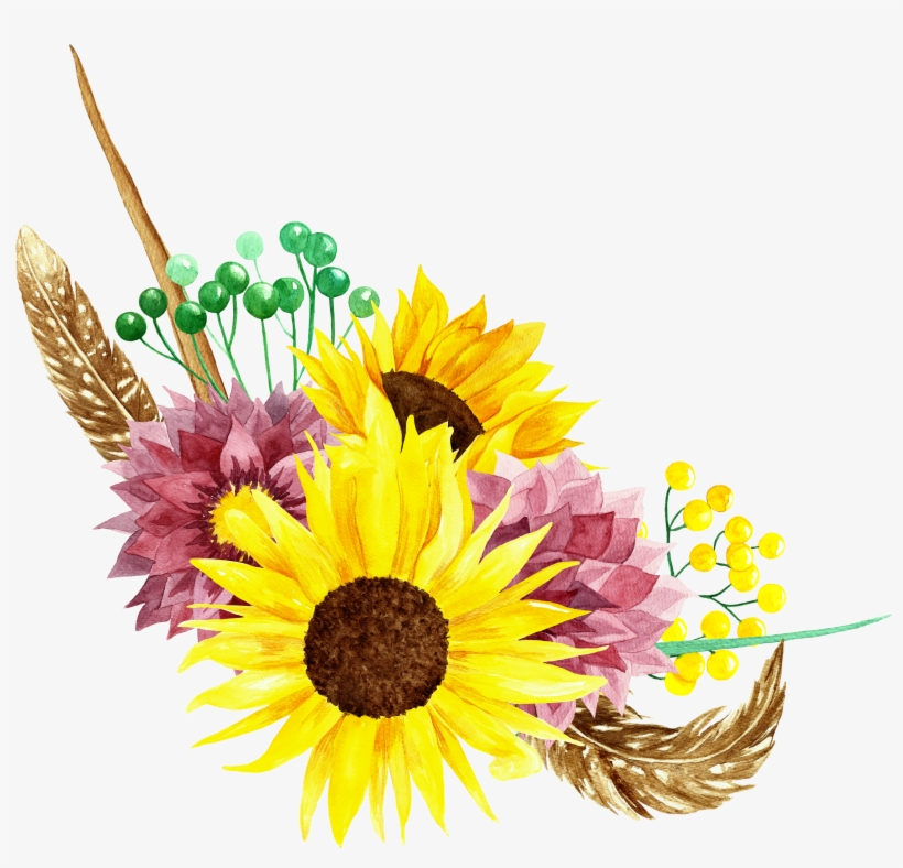 Flower Watercolor Painting - Sunflower Vector, transparent png #27937