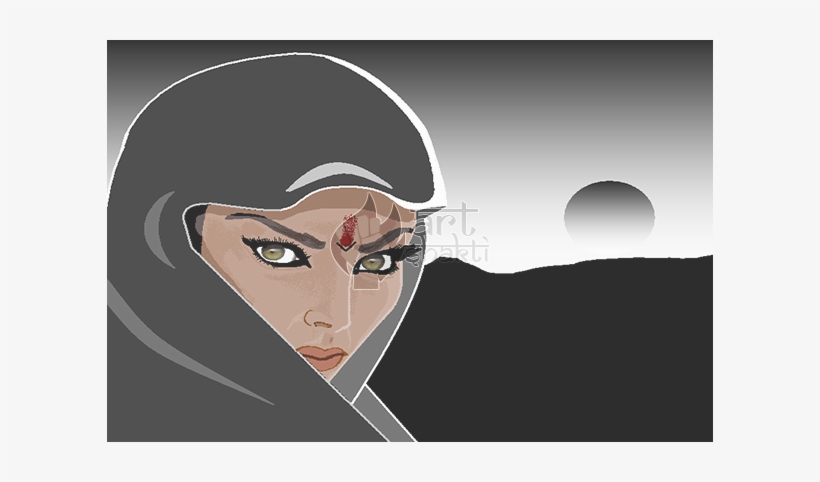 Beautiful Indian Woman Rajasthani B/w Background Sun - Illustration, transparent png #28270