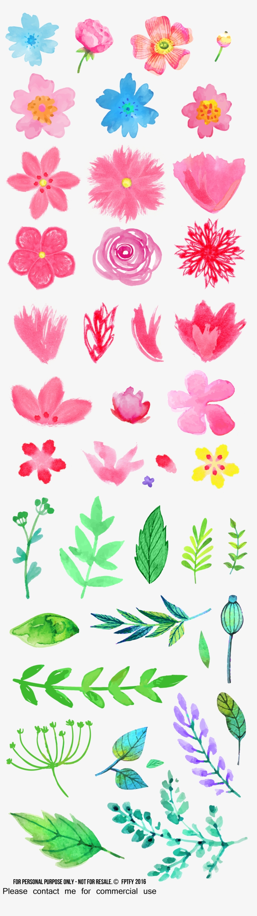 Cute Flower Cliparts - Watercolor Painting, transparent png #28790