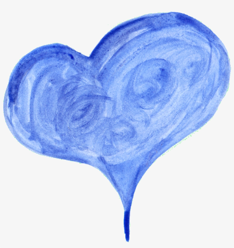Watercolor Painting Blue - Blue Watercolor Heart Png, transparent png #29571