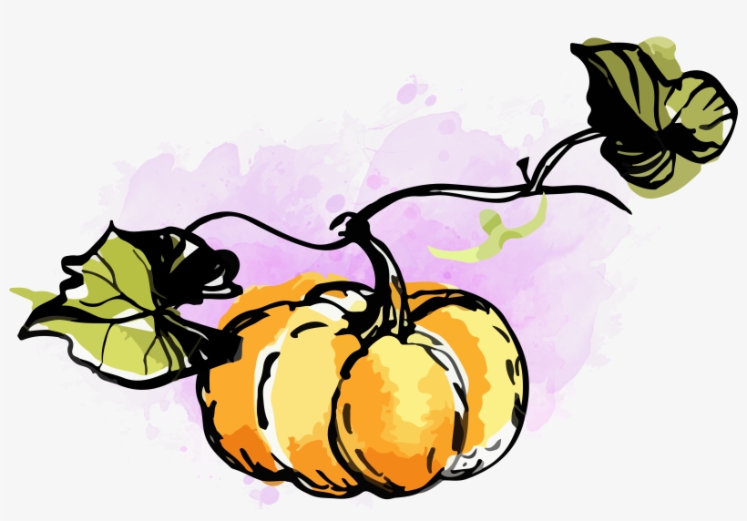 Watercolor Pumpkin Clipart - Watercolour Pumpkin Clip Art, transparent png #29832
