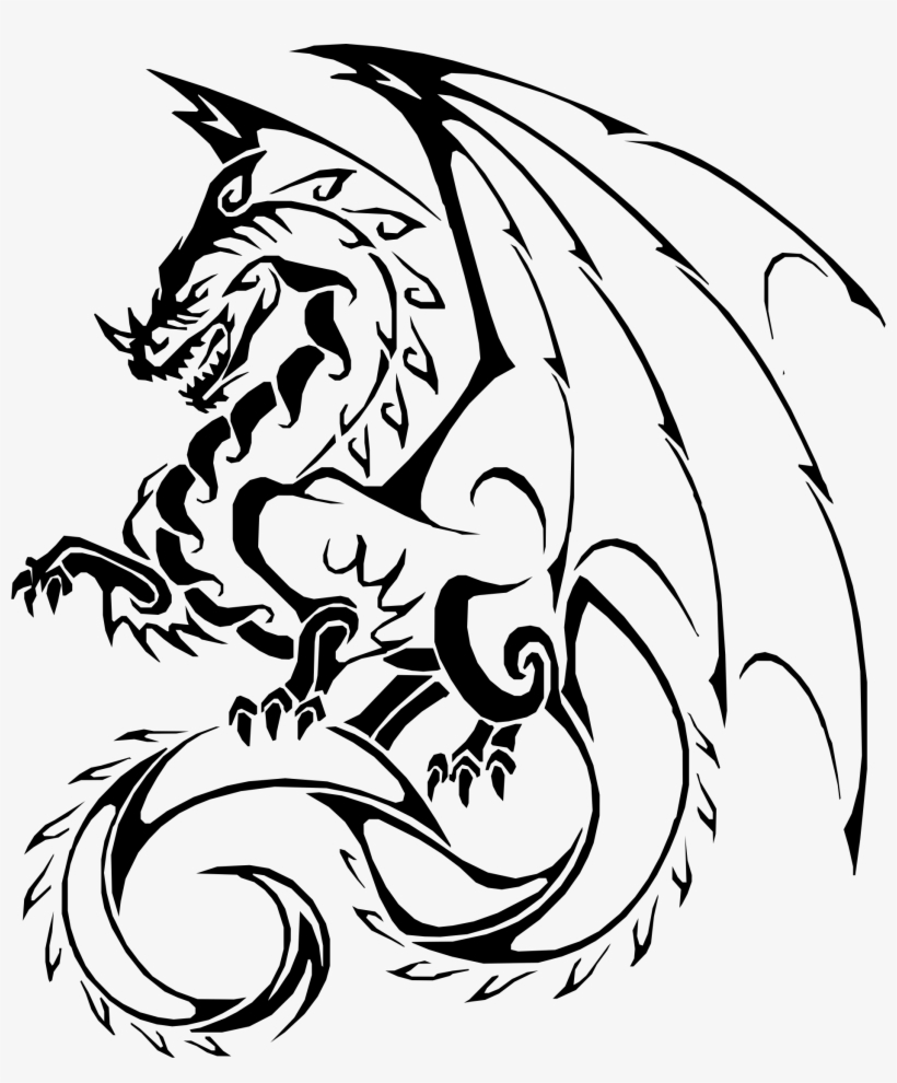 Drawing Chinese Dragon Japanese Dragon - Outline Drawing Of Dragon, transparent png #200149