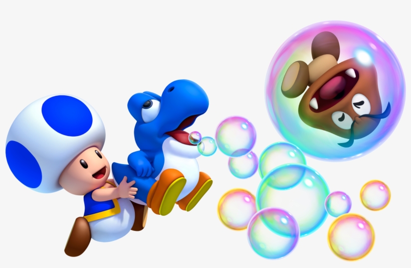 Hard Toad And Blue Baby Yoshi - New Super Mario Bros Wii U Toad, transparent png #200595