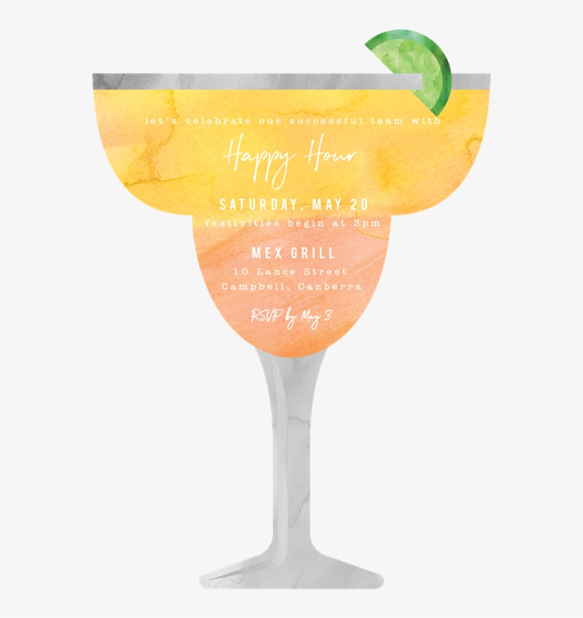 Open House Invitations Margaritaville Yellow Happy - Wine Glass, transparent png #202082