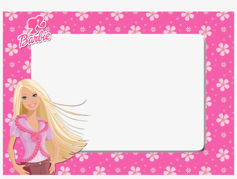 Barbie Pink Fl Png Frame Printable Frames Cartoon - Barbie Frame Png, transparent png #202084