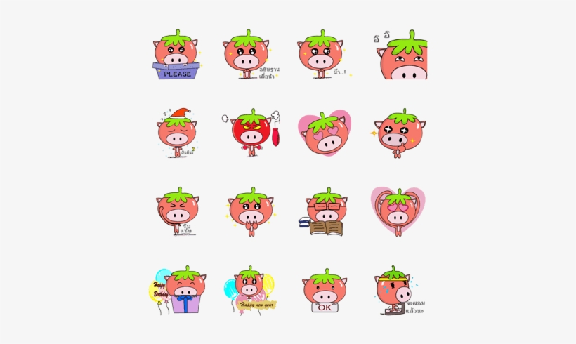 Sell Line Stickers Tomato Pig - Domestic Pig, transparent png #204314