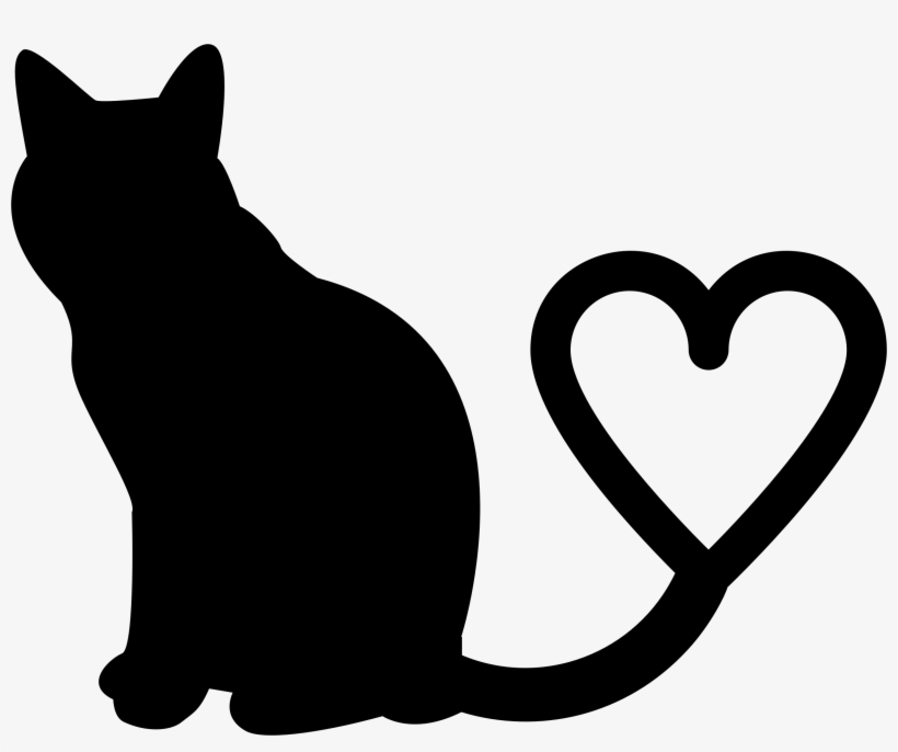 Feline Silhouette At Getdrawings - Cat Heart Png, transparent png #206097