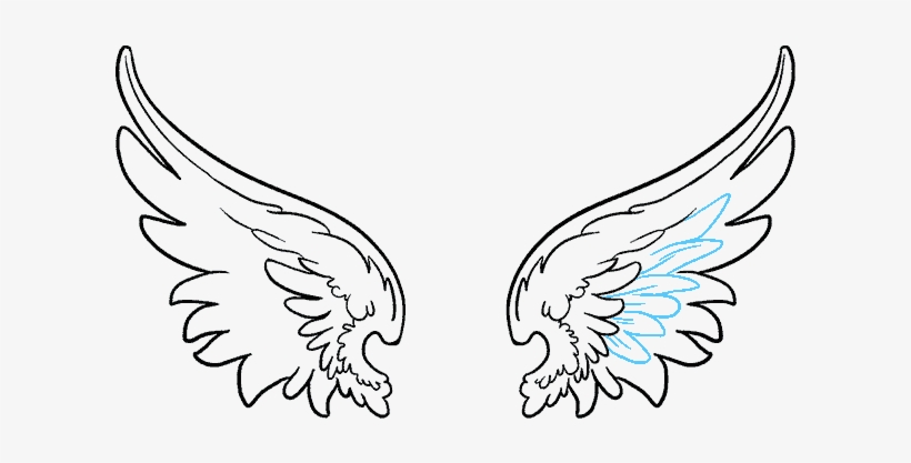 Cartoon Angel Wing Png Banner Black And White Download - Easy Drawing Of Wings, transparent png #206610