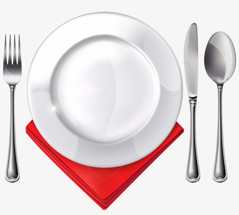 Free Png Plate Spoon Knife Fork And Red Napkin Png - Plate Spoon And Fork Png, transparent png #208461