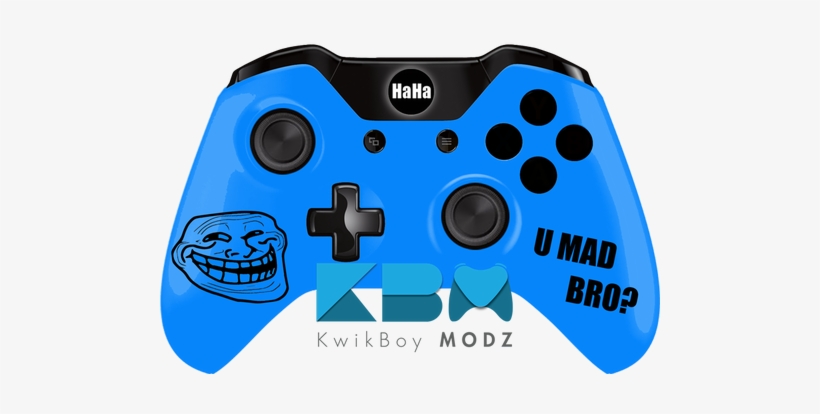 Custom Blue Troll Face Xbox One Controller - Led Camo Ps4 Controller, transparent png #209695