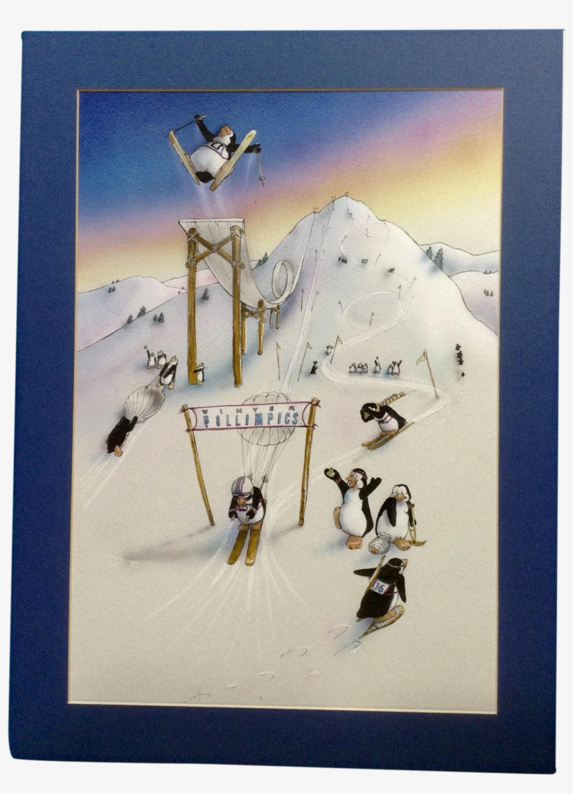 G Johns, Winter Olympics Pollimpics Penguins Skiing - Watercolor Painting, transparent png #2000593