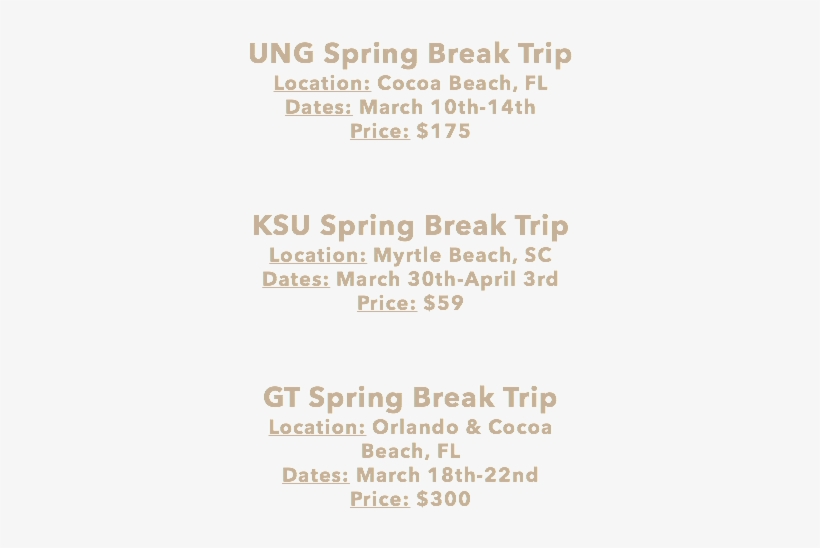 Ung Spring Break Trip Location - Florida, transparent png #2001220