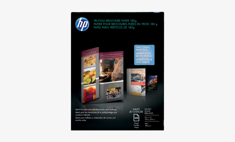 Hp Inkjet Glossy Tri Fold Brochure Paper 180 Gsm 100 - Hp Photo Paper - 100 Sheet(s), transparent png #2002689