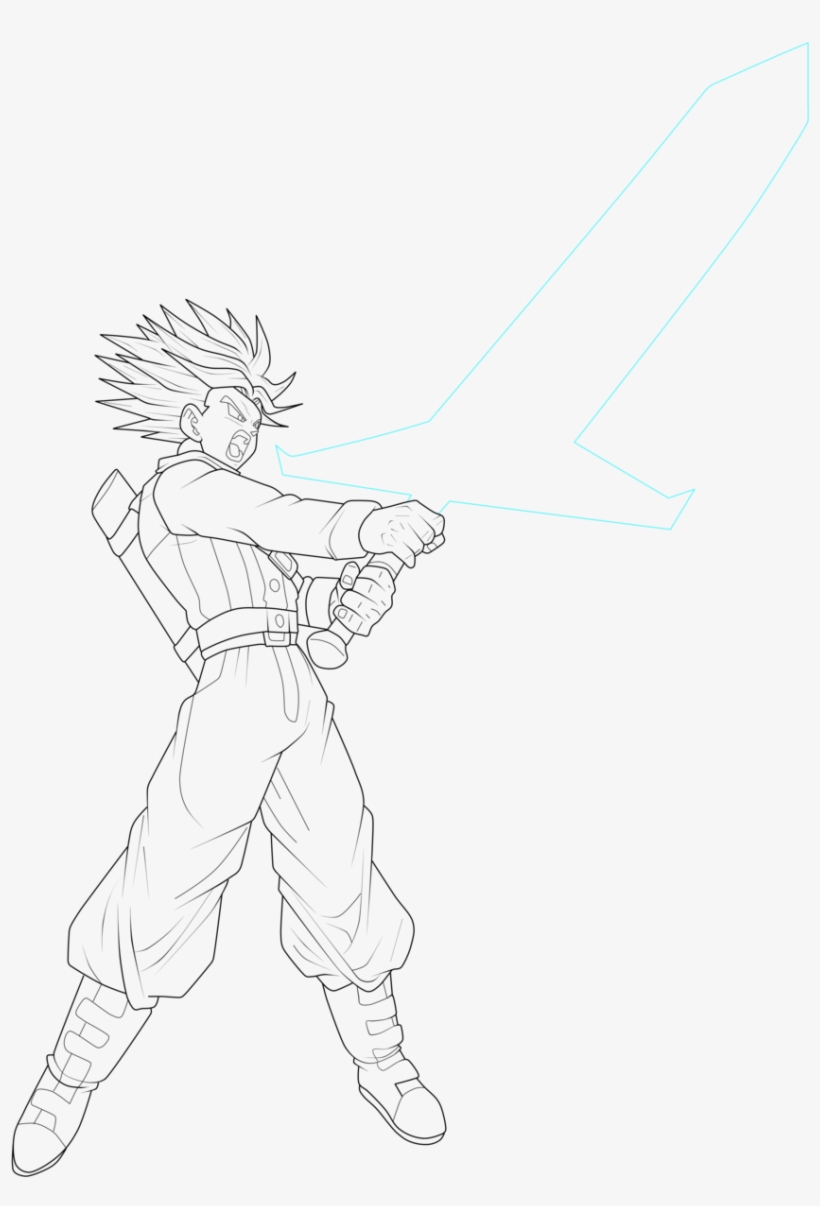 Mirai Trunks Super Saiyan Rage - Line Art, transparent png #2002831