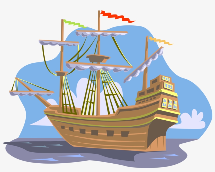 Vector Illustration Of Christopher Columbus 15th Century - Cabeza De Vaca Boat, transparent png #2002902