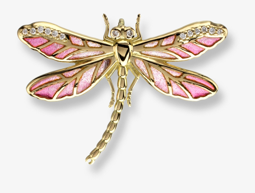 Nicole Barr Designs 18 Karat Gold Small Dragonfly Necklace - 18 Carat Gold Dragonfly Necklace - Pink (nng030wa), transparent png #2003119