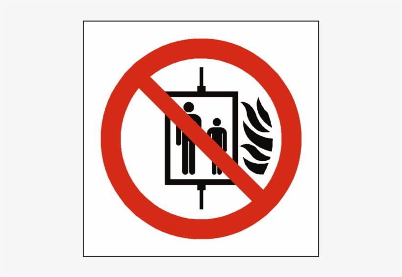 No Use Of Lift In Event Of Fire Symbol Label - Don T Use Lift In Case Of Fire, transparent png #2003390