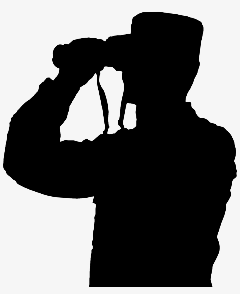 Vector Binoculars Silhouette - Man With Binoculars Silhouette, transparent png #2003473