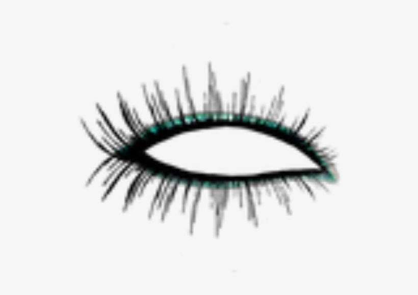 Eyelashes Clipart Outline - Ladies Cosmetic "fakeup' Bag - Green, Floral White/light, transparent png #2004217
