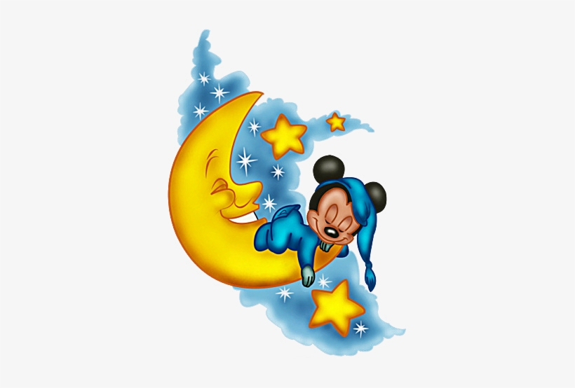 Baby Mickey Sleep On Moon - Mickey Sleep, transparent png #2004910