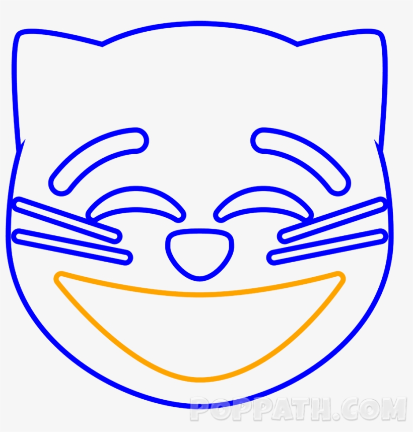 Next Draw A Straight Line And Curve It Upwards From - Cat Emoji Drawing, transparent png #2006444