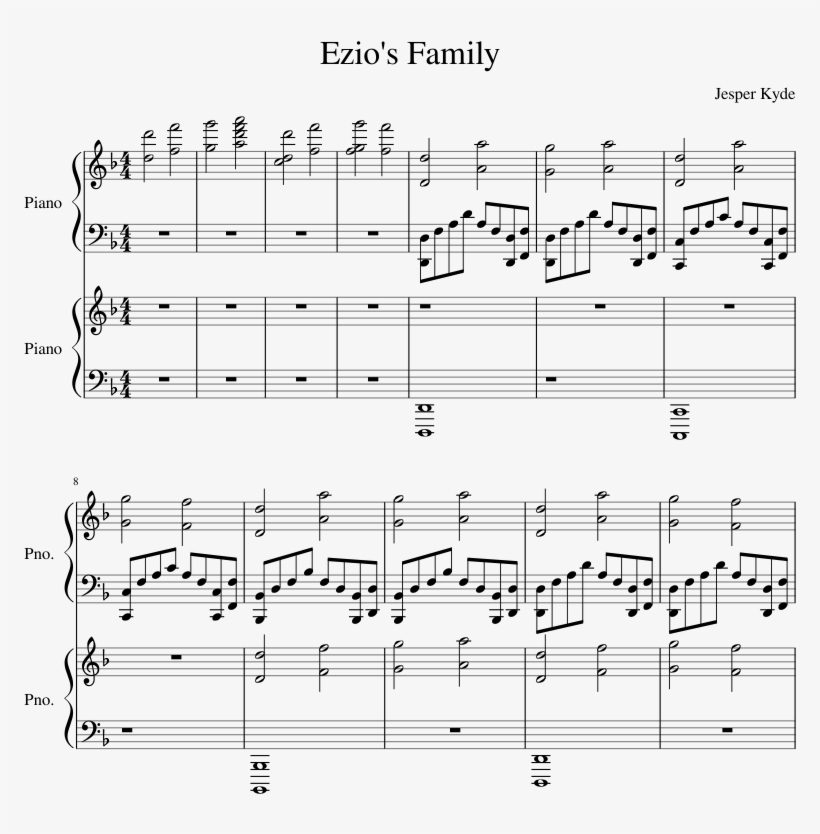 Ezios Family Piano Sheet Music For Piano Musescore - Sheet Music, transparent png #2007170